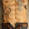 Erotic-mans-chest-and-tie-jeans-and-belt-and-handcuffs-cake